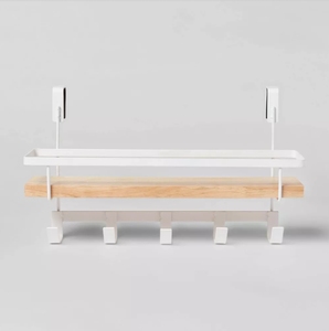 Nhà bếp phòng tắm tổ chức màu đen kim loại kệ trên cửa móc với 5 Hooks - Product Image 4