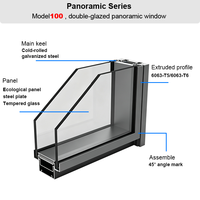 Cloison de séparation de bureau en verre panoramique moderne tout en aluminium de 90 mm, double vitrage, insonorisation 45 dB, durable, pour espaces professionnels