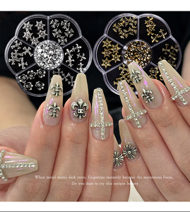 7Grid Silver Metal Nail Charms Cross Skull Design Vintage Nail Art Supplies Gothic Accessories for DIY Manicure Nail Jewelry - Product Image 3