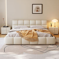 Ensemble de meubles de chambre à coucher modernes en cuir de luxe du Jiangxi, lit inclinable réglable et rembourré, taille Queen et King
