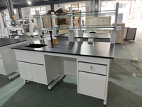 Table d'appoint de laboratoire à cadre en C entièrement en acier de style industriel pour salle de chimie médicale