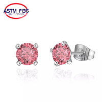 Boucles d'oreilles unisexes pour le bureau/le travail, bijoux de piercing en titane ASTM F136 G23 plaqué or, clous à clip avec zircon coloré et motif papillon