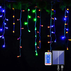 <span class=keywords><strong>Luces</strong></span> Solares de Cortina de Carámbanos, 96 LED, <span class=keywords><strong>Luces</strong></span> de Hadas Solares, <span class=keywords><strong>Cascada</strong></span> de <span class=keywords><strong>Luces</strong></span> de Cortina LED de 4 Metros - Product Image 2