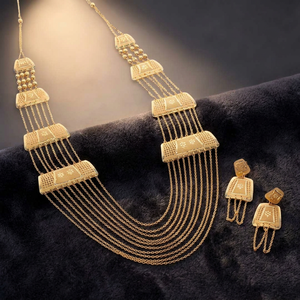 Forming <b>Long</b> <b>Necklaces</b> Set, Fashion Jewelry, Traditional Gold Filled Jewelry Set, Luxury Jewelry, Brass Gold Plated Jewelry Set. - Product Image 5