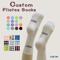 Chaussettes de yoga et de ballet en silicone personnalisées Glacier, courtes, blanches, antidérapantes, pour femmes, pour le sport, le yoga et le pilates