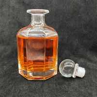 Bouteille de vin transparente scellée de 500 ml, forme carrée plate, en verre cristallin épaissi avec bouchon en liège