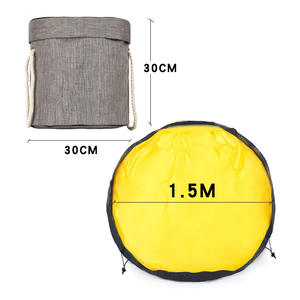 Tapis de jeu imperméable pour enfants et enfants et sac de rangement de jouets avec cordon de serrage en tissu minimaliste pliable rond automne - Product Image 3