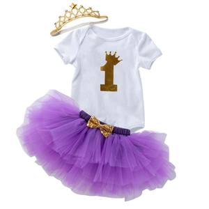 Maglietta bianca per bambine top camicia Tutu fascia 3 pz buon <span class=keywords><strong>compleanno</strong></span> 1 ° <span class=keywords><strong>compleanno</strong></span> vestito DGHB-021 - Product Image 3