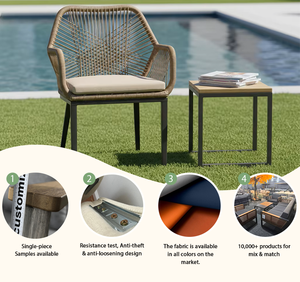 Sillas de Jardín de Mimbre de Diseño Moderno, Sillas de Cuerda Tejida, Mesas, Muebles de Comedor Impermeables para Exteriores para Hoteles, Almacenes, Villas - Product Image 2