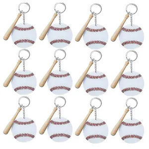 Sublimation Blank Aluminum Baseball Keychain For Key Hanging Use