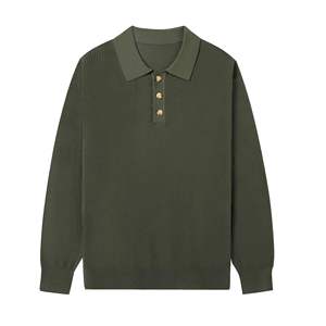 <span class=keywords><strong>Maglione</strong></span> da <span class=keywords><strong>Uomo</strong></span> 100% Cotone <span class=keywords><strong>con</strong></span> Colletto Rovesciato e Abbottonatura a un Quarto, Maglia Larga Casual, Vendita Calda - Product Image 1