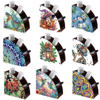 Boîte de rangement double face en acrylique pour kit de peinture artistique sur bois, peinte à la main, avec design de dessin animé DIY et forme spéciale
