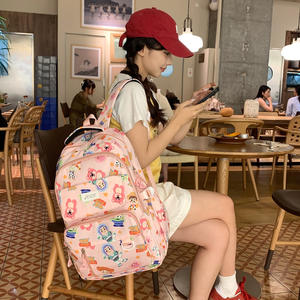 Large Capacity Korean-Style Graffiti Bear Schoolbag Women's Fashionable Oxford College <b>Backpack</b> Zipper for Junior Senior High - Product Image 5