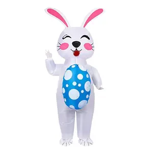 Disfraz de mascota festivo personalizado disfraces inflables de conejito rosa disfraz de cuerpo completo traje inflable de conejo adulto de Pascua