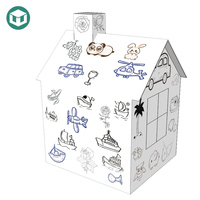 Maison de jeu en carton personnalisable pour enfants, maisonnette avec montage facile, 48x43x60cm, colorable - Marque WOW