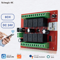 SMG8118 DC24V Interruptor de Luz Inalámbrico Inteligente Tuya WIFI de 8 Canales, Módulo de Relé Receptor con Temporizador, Compatible con Alexa