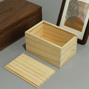 Caja de madera de pino macizo con tapa con bisagras Cofre de recuerdo de madera natural para el hogar - Product Image 3