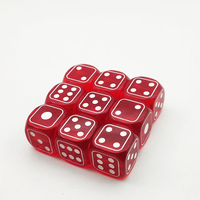 Papan kasino merah transparan Set Game Rpg dadu inti cair dadu presisi polihedral D6 sisi bulat 16mm dadu Resin