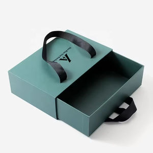 High-End Eco-Friendly <strong>Custom</strong> Logo Rigid Corrugated Board Gift <strong>Boxes</strong> Sponge Lining Magnetic Closure Sliding Drawer Ribbon Handle - Product Image 1