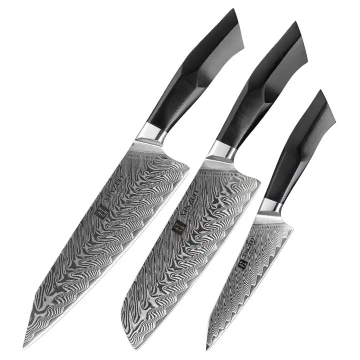 Chef Knife Set - 3 Knives with Carbon Steel Blades