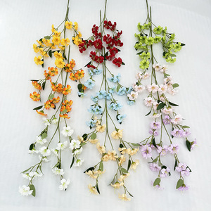 Meiyu Craft Flowers - Bouquets de fleurs en soie - Blanc pur, rose pâle, jaune, bleu, vert, violet - Décoration de mariage et de la maison - Fait main - Product Image 3