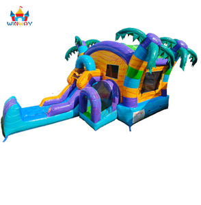 Castillo Inflable Combinado con Tobogán y Área de Juegos, Diseño de Palmeras Tropicales, para Fiestas Infantiles Comerciales, Juegos al Aire Libre para Adolescentes - Product Image 6