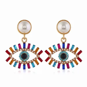 Fashion gold pearl earrings turkish jewelry eye for women wholesale N208104