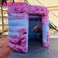 Nouvelle tente gonflable romantique 2026 en forme de flamant rose pour photomaton, kiosque gonflable durable