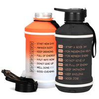 Bouteille de sport motivante 2,2 L / 1 gallon avec manchon, sans BPA, logo personnalisé, sac de voyage en plastique OPP, pour boire directement, écologique