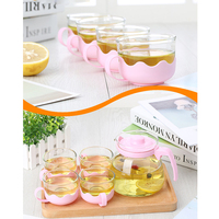 Set Van 5 Stuks Glazen Theepot Bekers Voor Koude Dranken Sap Fruit Thee Business Reclame Geschenk Water Kan Set