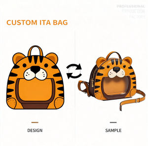 Bolso Bandolera de Cuero PU con Ventana Transparente para Exhibir Pins y Emblemas de Anime, Diseño Personalizado de Animales Adorables, Estilo Kawaii - Product Image 1