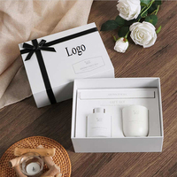 Boîte à bougies personnalisée avec logo, coffret cadeau de luxe classique, boîte rigide rectangulaire blanche, ensemble de bougies parfumées, emballage de parfum