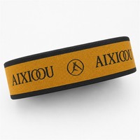 Bande élastique jaune et noire en gros, sangle extensible pour la taille, ruban côtelé bicolore imprimé avec logo pour sous-vêtements et vêtements de sport