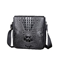 Sac à bandoulière à motif d'os de crocodile en cuir véritable à la mode pour hommes, fermeture à glissière pour les affaires en plein air, usine directe