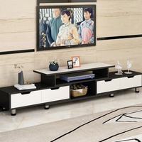 Meuble TV et Table Basse Nordique Moderne Rétractable en MDF pour Salon, 4 Tiroirs, 5 Étagères, Écologique, Durable et Gain de Place