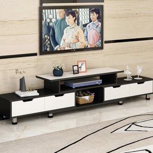 Meuble TV et <span class=keywords><strong>Table</strong></span> Basse Nordique Moderne Rétractable en MDF pour Salon, 4 Tiroirs, 5 Étagères, Écologique, Durable et Gain de Place - Product Image 2