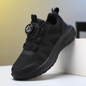 Scarpe Scolastiche Nere per Bambini con MOQ Basso, <span class=keywords><strong>Sneakers</strong></span> Casual da Ragazzo, Scarpe Sportive per Bambini Traspiranti e Comode con Bottone Girevole OEM - Product Image 2
