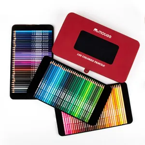 MOBEE P021B2 pensil warna profesional, set pensil warna menggambar 100 warna, kotak hadiah anak-anak untuk perlengkapan sekolah pensil warna