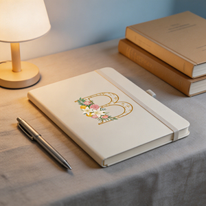 Floral Monogram B PU Hardcover Diary Sewing Binding A5 Gift <b>Notebook</b> - Product Image 5