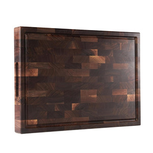 Planche à découper en noyer massif <span class=keywords><strong>de</strong></span> qualité supérieure, grande taille, avec rainure pour les jus, pour cuisine personnalisée - Product Image 1