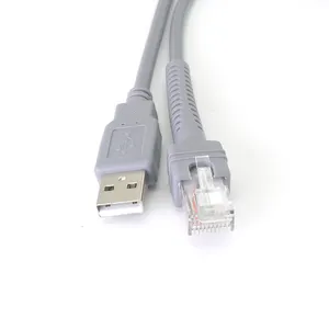 USB A macho a RJ 45 Cable en espiral retráctil con resorte en espiral Cable de escáner de código de barras para 3800G 4600G 3820