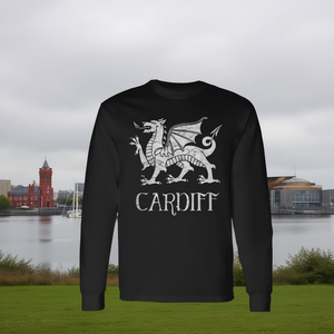 T-shirt promotionnel à manches longues et débardeur avec drapeau du dragon gallois de la ville de Cardiff, Pays de Galles (Wales/Cymru) - Product Image 3