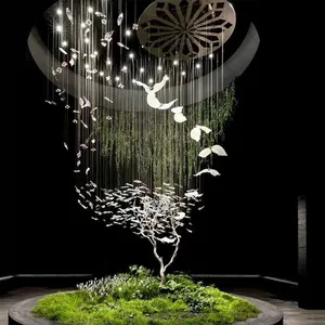 Modern Hotel Lobby Luxe Decoratie Verlichting Glazen Vogels Vorm Led Plafond Kroonluchter Hanglamp