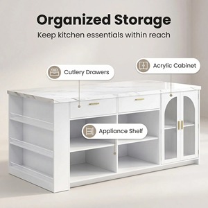 <span class=keywords><strong>Isola</strong></span> <span class=keywords><strong>Cucina</strong></span> Moderna Grande <span class=keywords><strong>con</strong></span> Spazio di Archiviazione, <span class=keywords><strong>Tavolo</strong></span> da Pranzo <span class=keywords><strong>con</strong></span> Venature in Marmo e Cassetti Portaoggetti, <span class=keywords><strong>Isola</strong></span> Fissa <span class=keywords><strong>con</strong></span> Armadietto per 4-6 Persone - Product Image 3