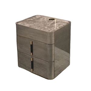New in MOQ2 Custom Cheap Luxury Slim <strong>Sidetables</strong> Sitting Room Grey Small Marble Side Tables Sets with <strong>Drawers</strong> - Product Image 2