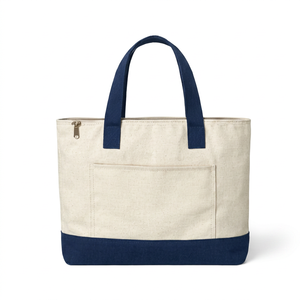 Bolsa de Compras Reutilizable con Logotipo Personalizado, Bolsa de Transporte Diaria, Bolsa de Playa de Lona de Algodón Resistente con Cierre - Product Image 1