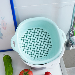 Cesta Escurridora Redonda de Plástico de Doble Capa para Lavado de Verduras, Rejilla de Drenaje para Fregadero de Cocina, Tazón de Almacenamiento Resistente al Agua - Product Image 2