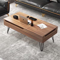 Nordic Home Salon Multifonctionnel En Bois MDF Table D'extrémité Carré Pliant Ascenseur Centre Thé Table Basse avec Rangement