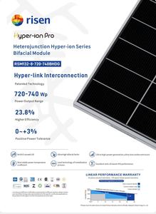 Panneaux solaires Risen HJT N-Type Hyper-ion Pro 720-740W RSM132-8-720-740BHDG EU pour toitures industrielles et commerciales, vente en gros RSM132-8-72 - Product Image 2