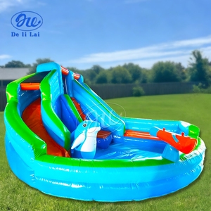 Parco Acquatico Gonfiabile Commerciale Mobile a Tema <span class=keywords><strong>Delfino</strong></span> con Scivoli e Piscine per Bambini - Giochi Gonfiabili - Product Image 1